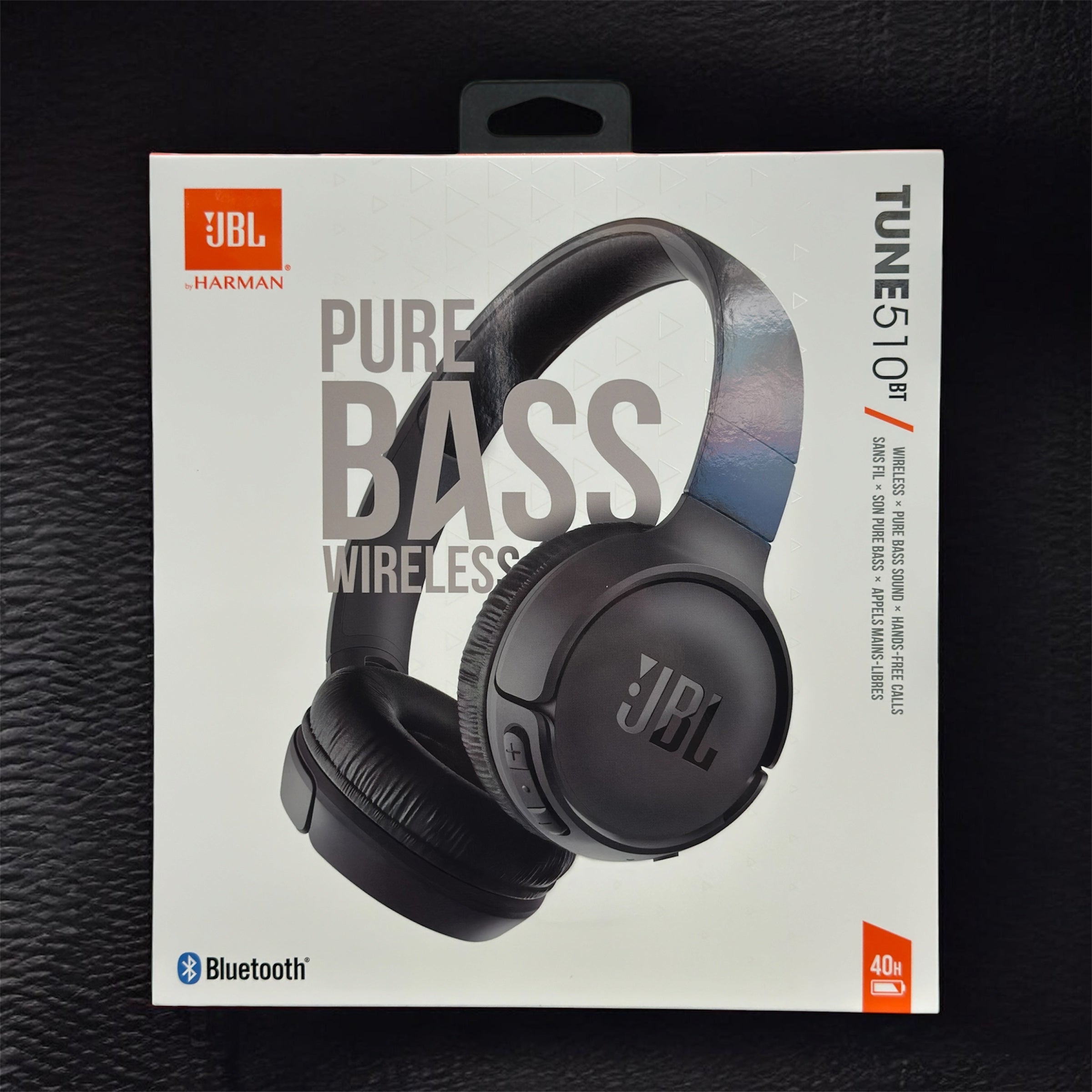 JBL Tune 510BT Wireless On-Ear Headphones - Bluetooth 5.0 Pure Bass - Black